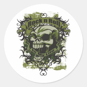Sticker Rond Rock n Roll est mon crâne de vie