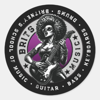 Sticker Rond Rock’n’Roll Graphic - Design d’école de musique fé
