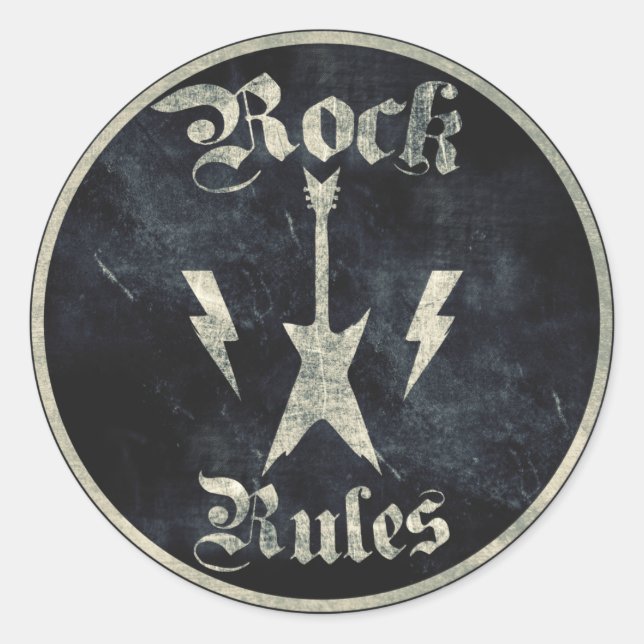 Sticker Rond Rock Rules ! ! (Devant)