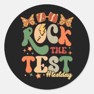 Sticker Rond Rock The Test Day Motivation Teacher #Te