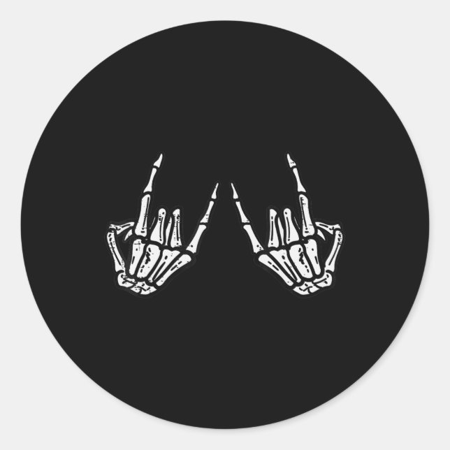 Sticker Rond Rocker Skeleton Rocher À La Main Sur Costume Amusa (Devant)
