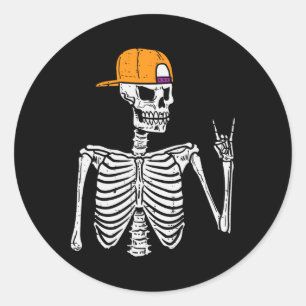 Sticker Rond Rocker Skeleton Rock Halloween Costume M