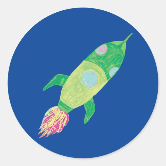 Sticker Rond Rocket Green Childing Space (Devant)