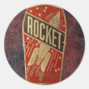 STICKER ROND ROCKET ROUGE