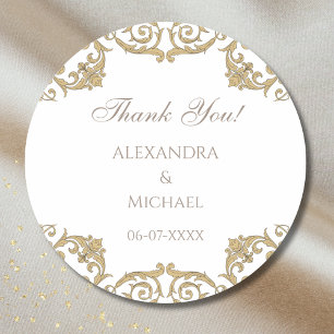 Sticker Rond Rococo Ornate Victorian Mariage Merci