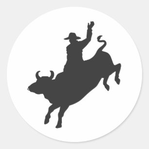Sticker Rond Rodeo Bull Ride silhouette