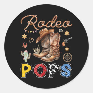 Sticker Rond Rodeo Pops Anniversaire Occidental Cow-boy Famille