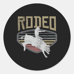 Sticker Rond Rodeo Style Bull Riding