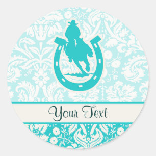 Sticker Rond Rodéo turquoise