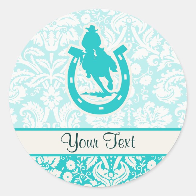Sticker Rond Rodéo turquoise (Devant)
