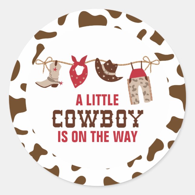 Sticker Rond Rodeo Western Cowboy Baby shower (Devant)