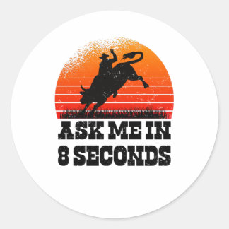 Sticker Rond Rodeo Western Cowboy Wild West Retro Bull