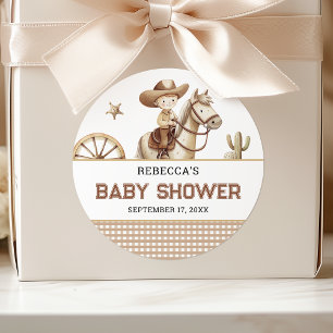 Sticker Rond Rodéo Western de l'Ouest sauvage Baby Shower petit