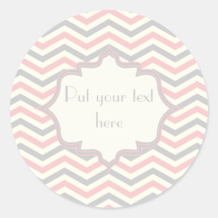 Sticker Rond Rodern, grey, ivory chevron pattern custom