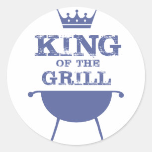 Sticker Rond Roi Du Grill, Bleu