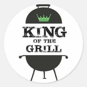Sticker Rond Roi Du Grill, Couronne Verte Noire