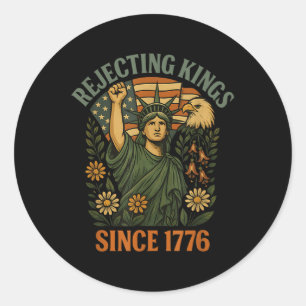 Sticker Rond Rois 1776 Foxglove Faisy Tulip Flowers Bald Eagle