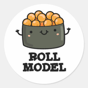 Sticker Rond Roll Model Funny Food Sushi Roll Pun