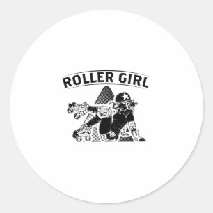 Sticker Rond Roller Derby Girl   Idées cadeaux de patinage en l