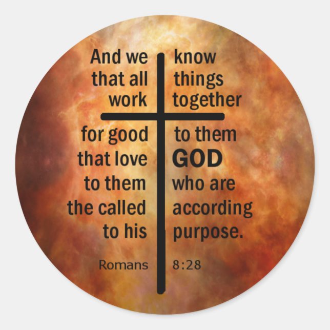 Sticker Rond Romains 8:28 (Devant)