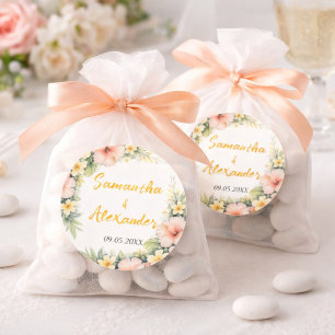 Sticker Rond Romance douce florale tropicale