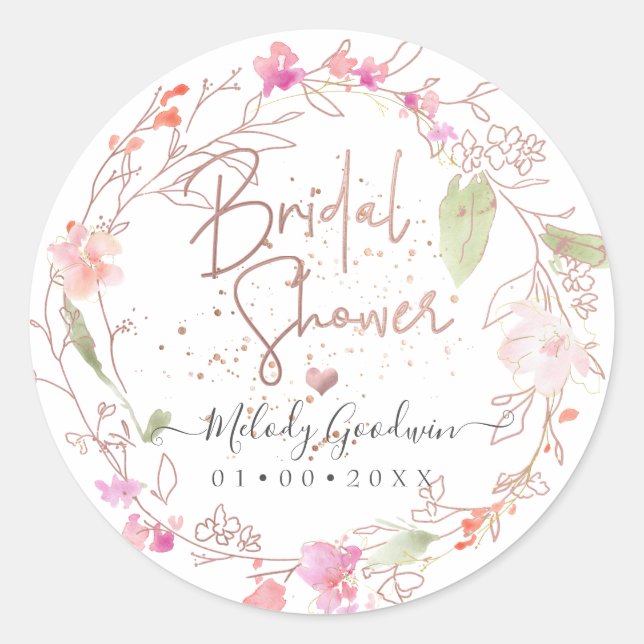 Sticker Rond Romance floue, Fête des mariées aquarelle (Devant)