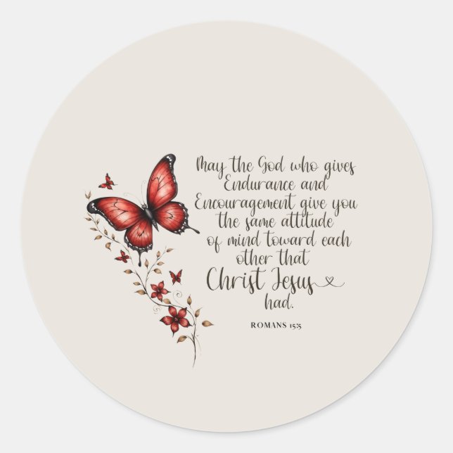 Sticker Rond Romans 15:5 Bible Verse Image (Devant)