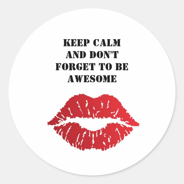 Sticker Rond Romantic chic luxe red lips (Devant)