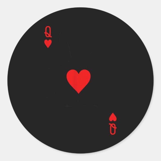 Sticker Rond Romantic Couple Kiss Queen Of Hearts Ker Playing C (Devant)
