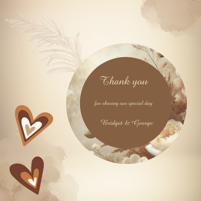 Sticker Rond Romantic Dreamy Floral Mariage merci (Créateur téléchargé)