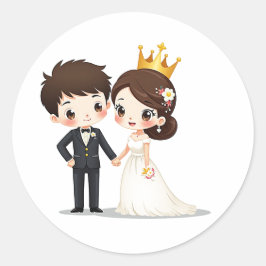 Sticker Rond Romantic Fairy Tale Mariage - Chibi Art