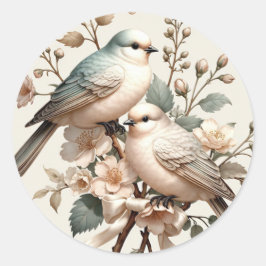 Sticker Rond Romantic Floral LoveBird Mini Round Envelope Seal 