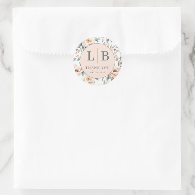 Sticker Rond Romantic Pastel Floral (Sac)