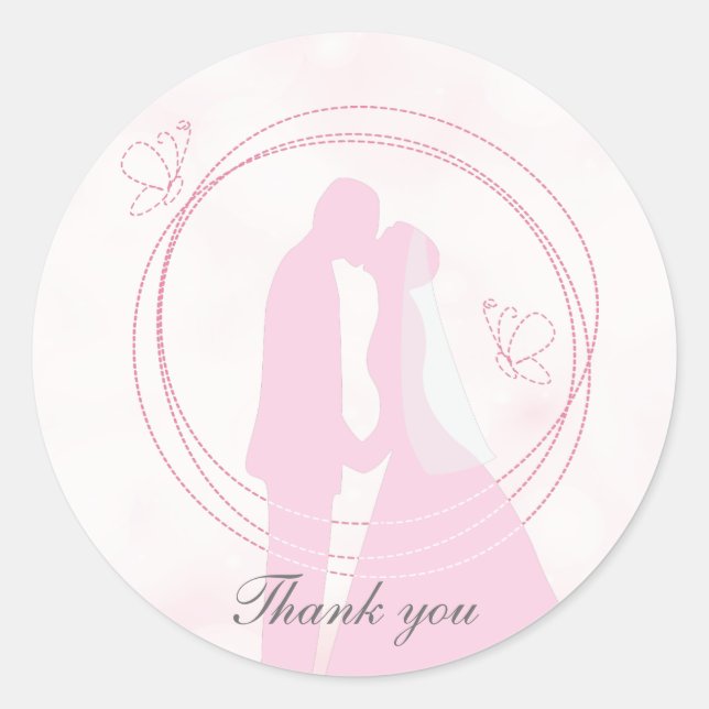 Sticker Rond Romantique Dreamtic Mariage rose Couple (Devant)