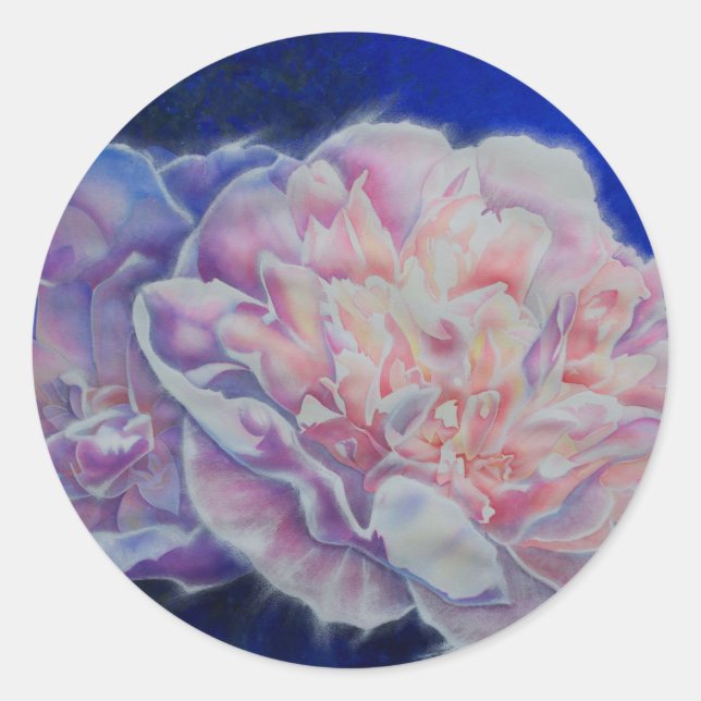 Sticker Rond Romantique élégante couleur rose blanc pastel (Devant)