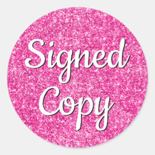 Sticker Rond Romantique Faux Hot rose Parties scintillant Photo