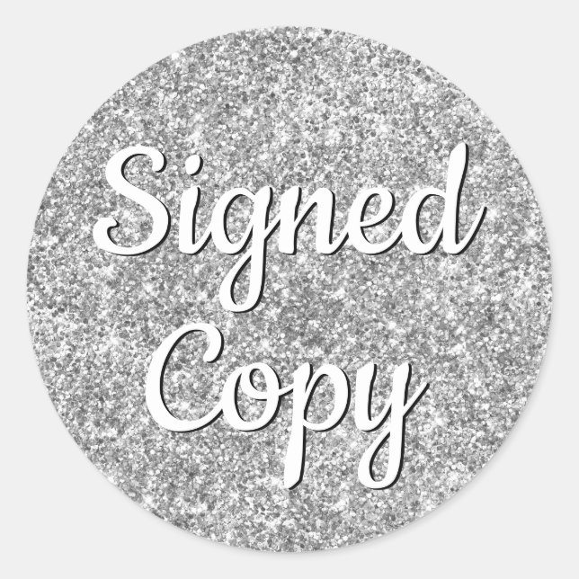 Sticker Rond Romantique Faux Parties scintillant d'argent Photo (Devant)