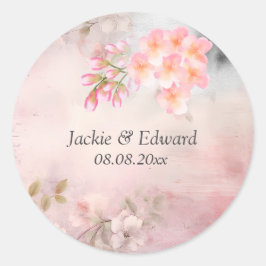 Sticker Rond Romantique rose Floral
