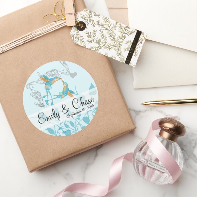 Sticker Rond Romantique rustique Colibri Kiss Amour OiseauMaria (Cadeaux)