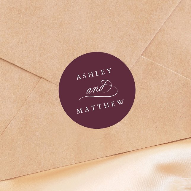 Sticker Rond Romantique Tourbillonnant Calligraphie Mariage Bou (Créateur téléchargé)