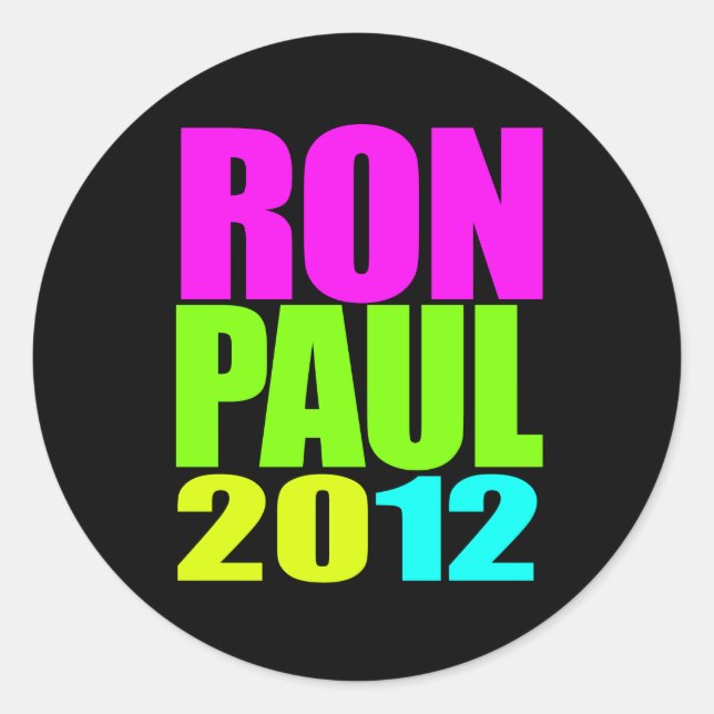 STICKER ROND RON PAUL 2012 NEON (Devant)