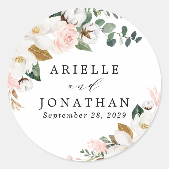 Sticker Rond  rond classique de mariage rose doré essuyé avec f (Devant)