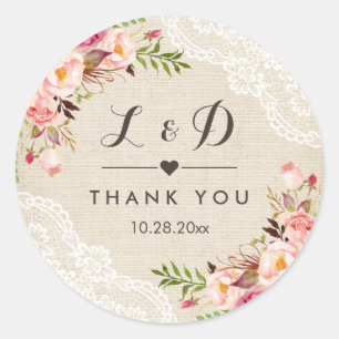 Sticker Rond  ronds classic avec couronne rustique de fleurs de