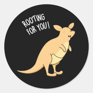 Sticker Rond Roo Ting Pour Vous Drôle Kangaroo Pun Dark BG