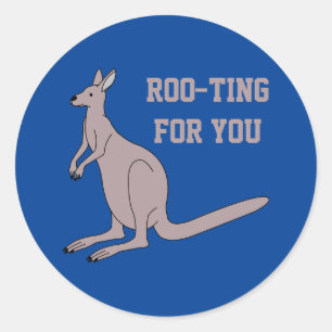 Sticker Rond Roo-ting pour vous mignon Aussie Funny Kangaroo Pu