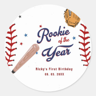 Sticker Rond Rookie de baseball de l'année Baseball 1er anniver