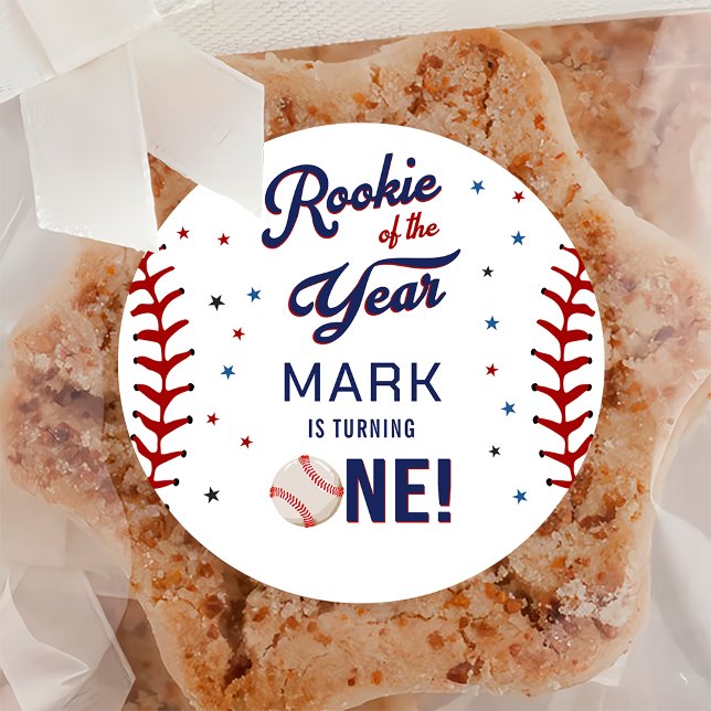 Sticker Rond Rookie de l'année Baseball premier anniversaire (Créateur téléchargé)