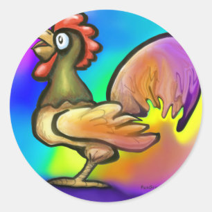 Sticker Rond Rooster