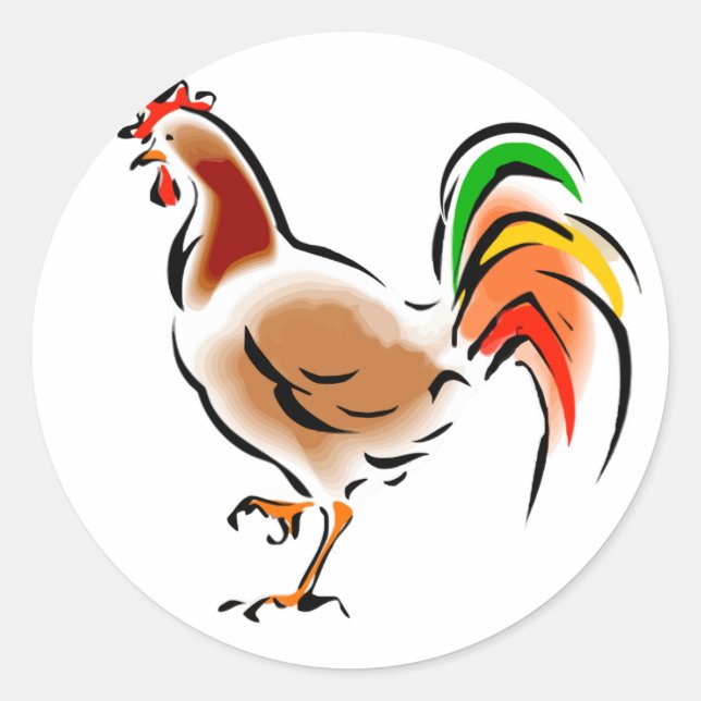 Sticker Rond Rooster coloré (Devant)