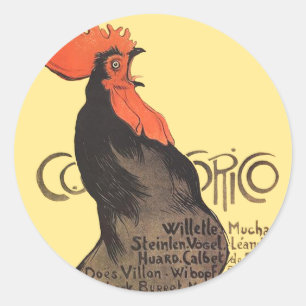 Sticker Rond Rooster Steinlen Cocorico